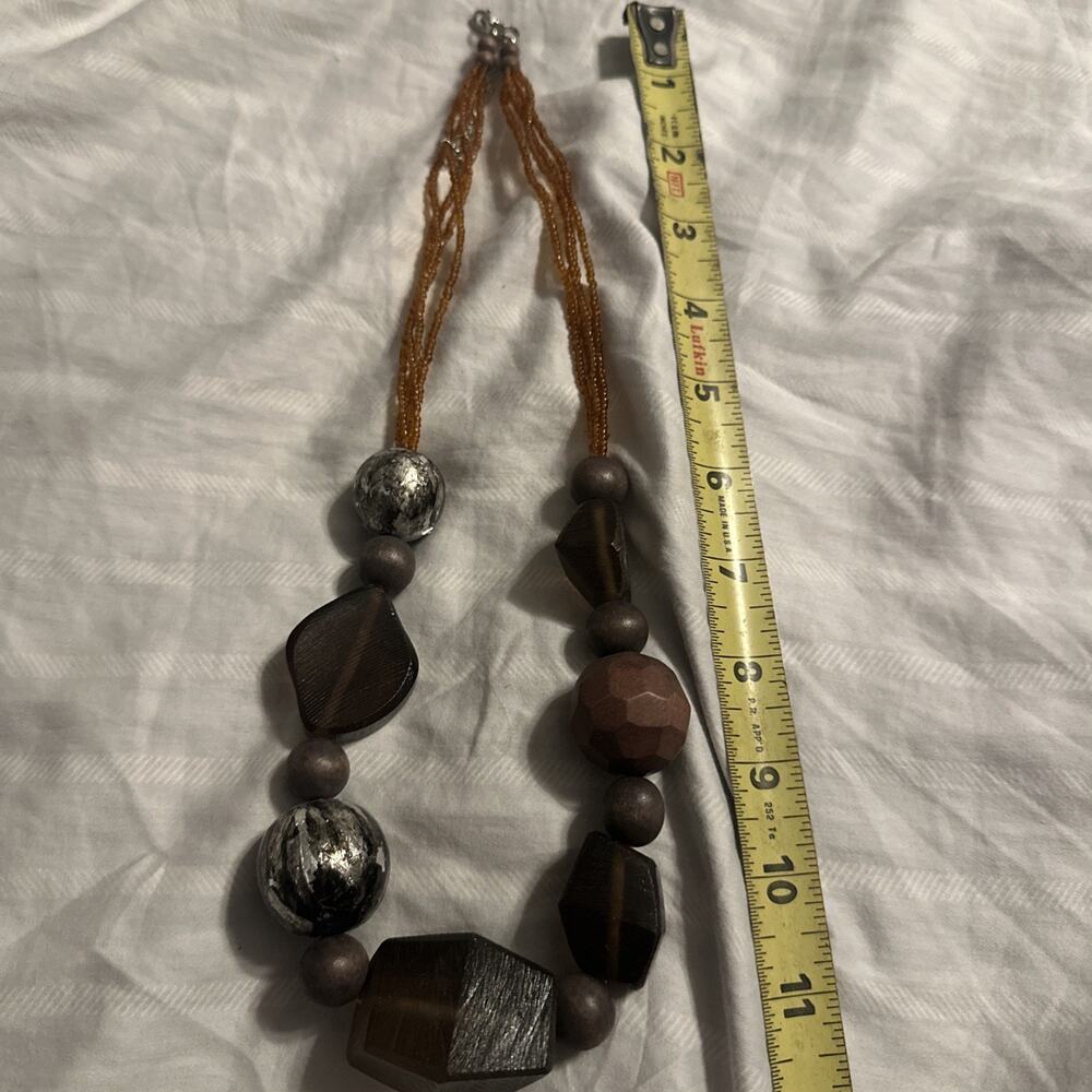 Vintage Agate Quartz Stone Polished Natural Chunky Statement‎ Necklace